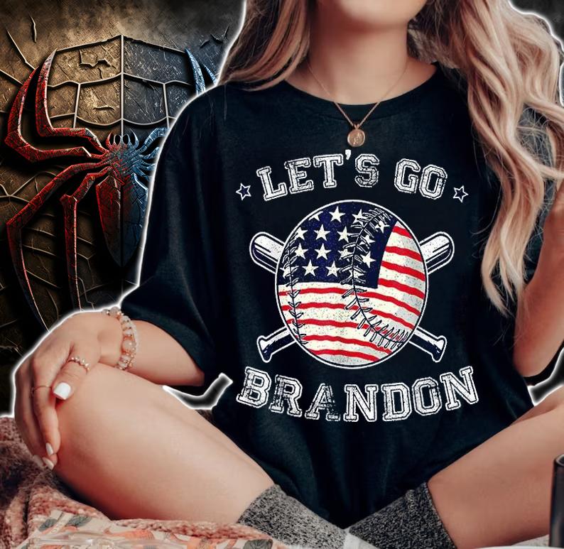 Let's Go Brandon Baseball Bat USA Flag Vintage Anti Biden T-Shirt woman shirt