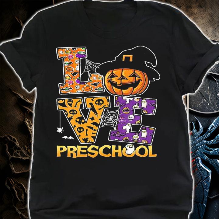 Love Preschool Funny Pumpkin Student Teacher Halloween T-Shirt shirt