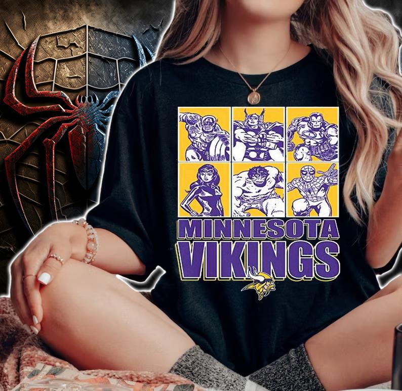 Minnesota Vikings Disney Marvel Avengers Line-Up shirt