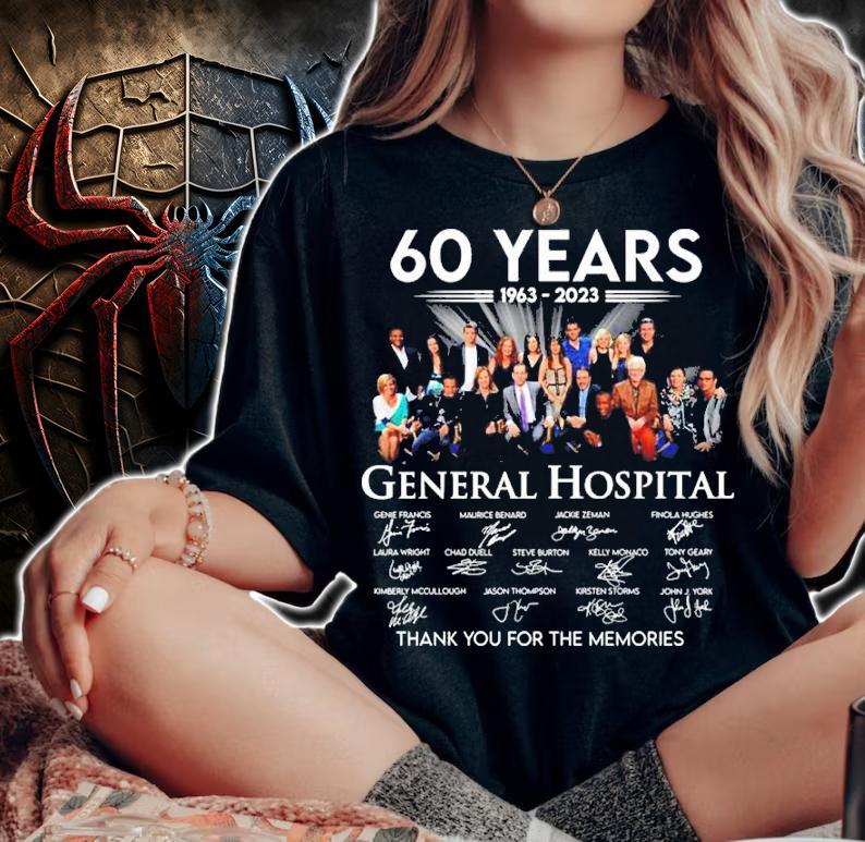 Official 60 Years 1963-2023 General Hospital Signatures Thank You For The Memories Shirt