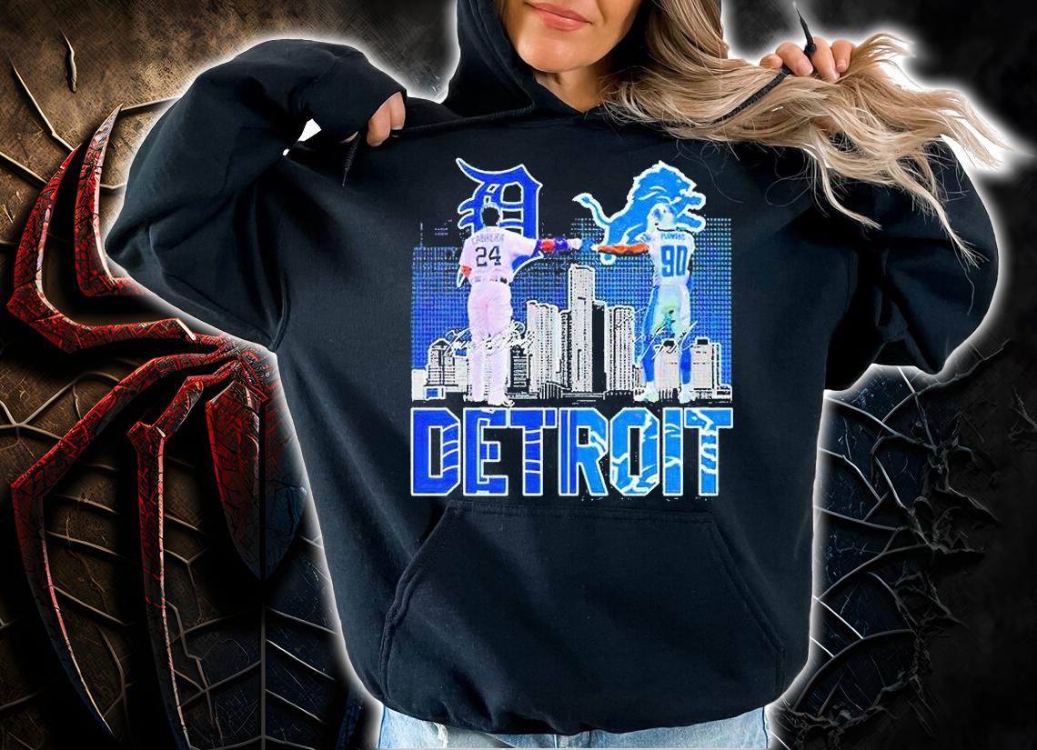 Detroit Miguel Cabrera Trey Flowers signatures T-shirt