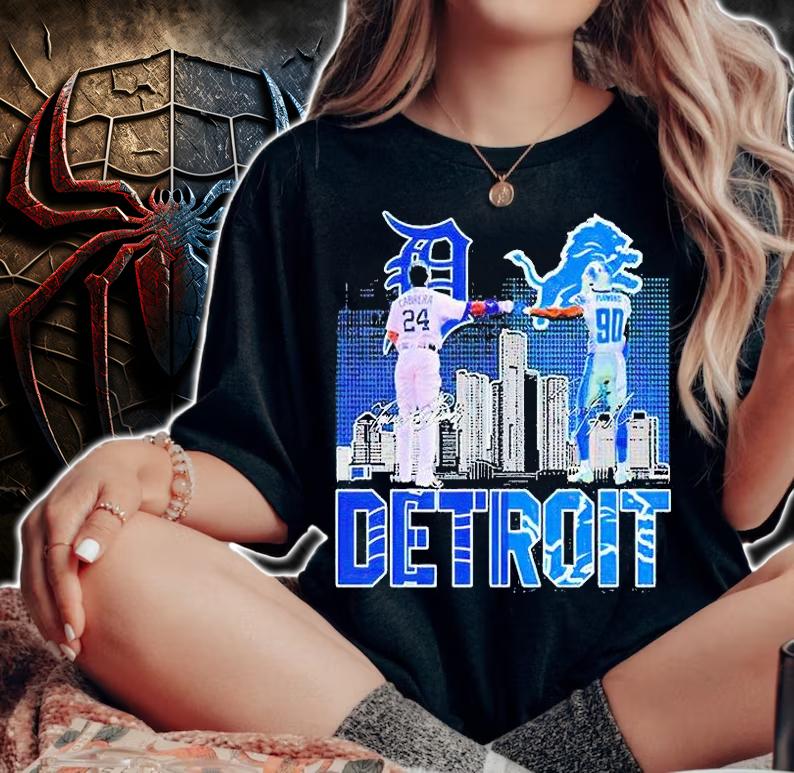 Detroit Miguel Cabrera Trey Flowers signatures T-shirt