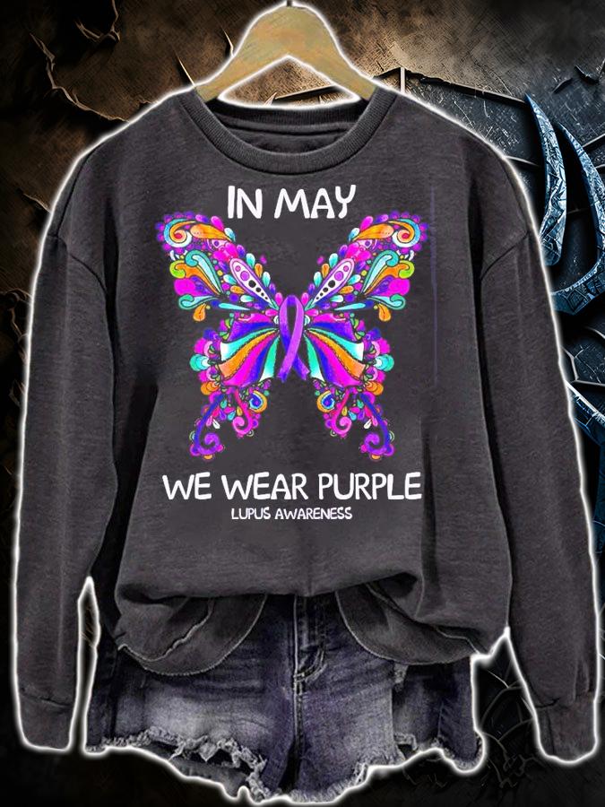 In May Butterfly we wear purple lupus awareness shirt