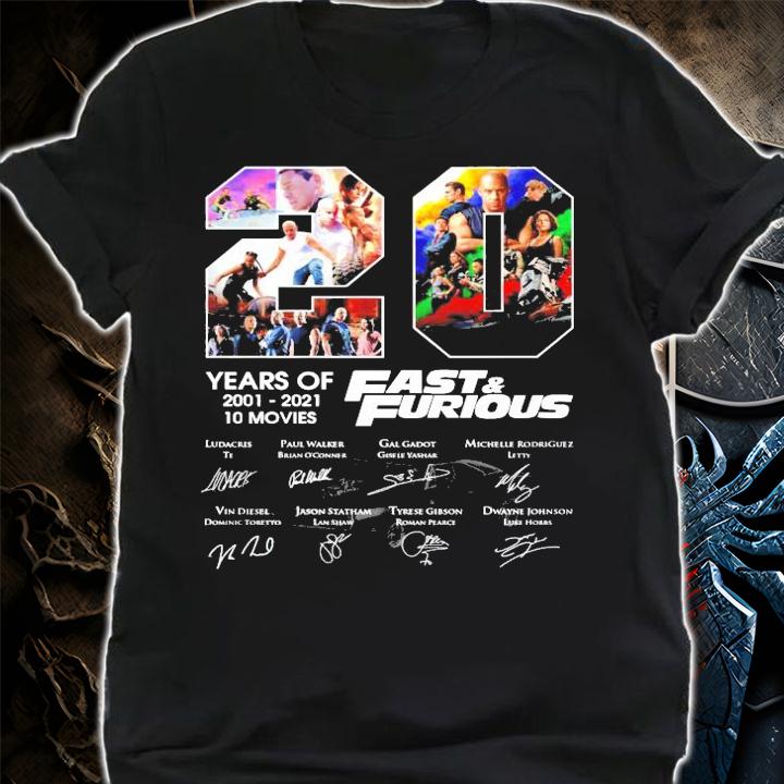 Men's 20 years of 2001-2021 10 movies Fast and Furious signature shirt shirt