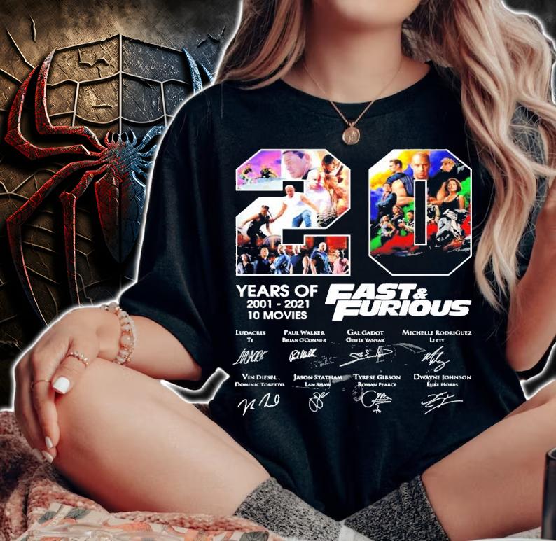 Men's 20 years of 2001-2021 10 movies Fast and Furious signature shirt woman shirt
