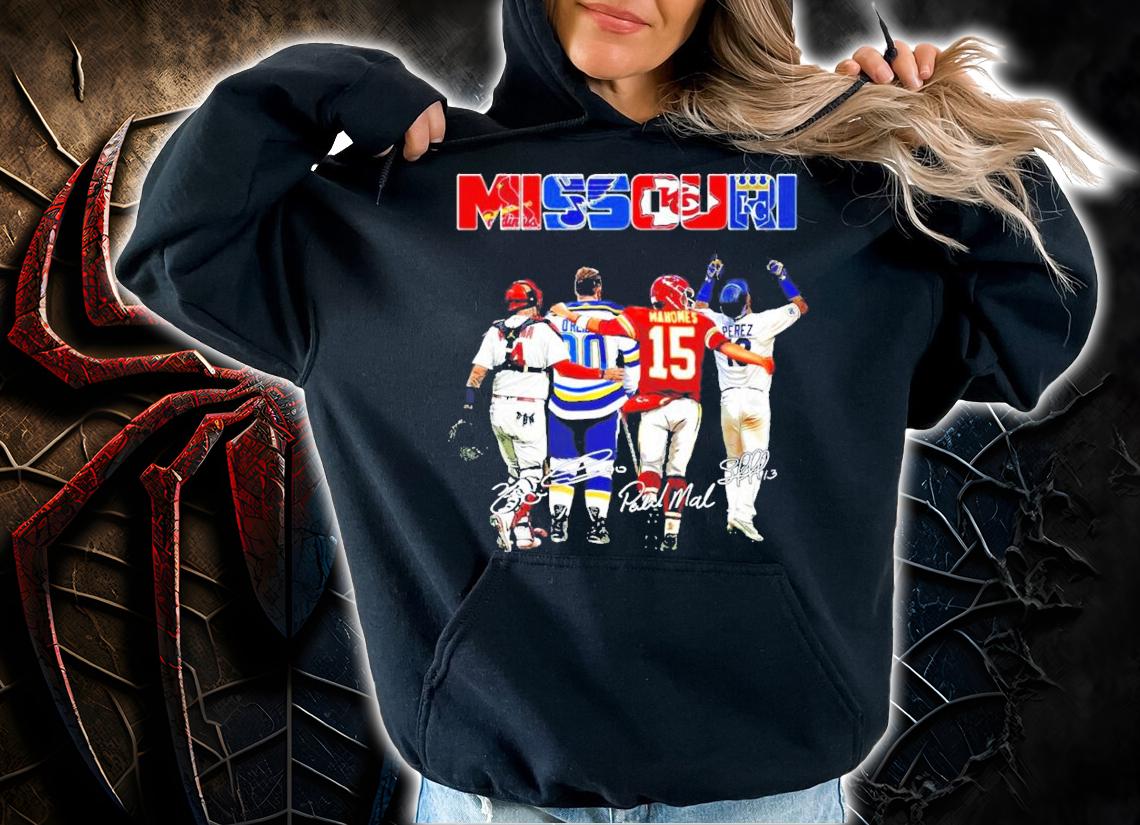Missouri Yadier Molina Ryan Oreilly Patrick Mahomes Salvador Perez signatures shirt hoodie
