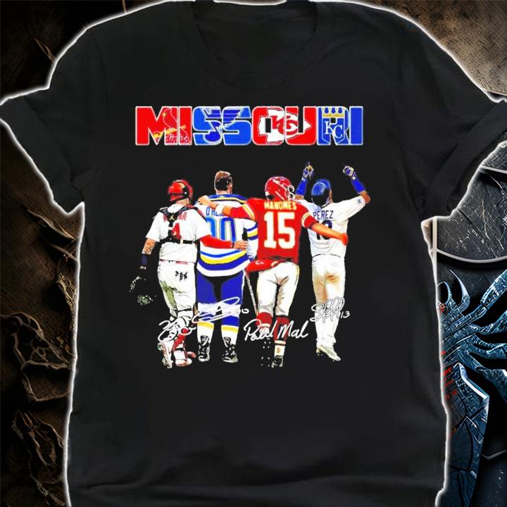 Missouri Yadier Molina Ryan Oreilly Patrick Mahomes Salvador Perez signatures shirt shirt