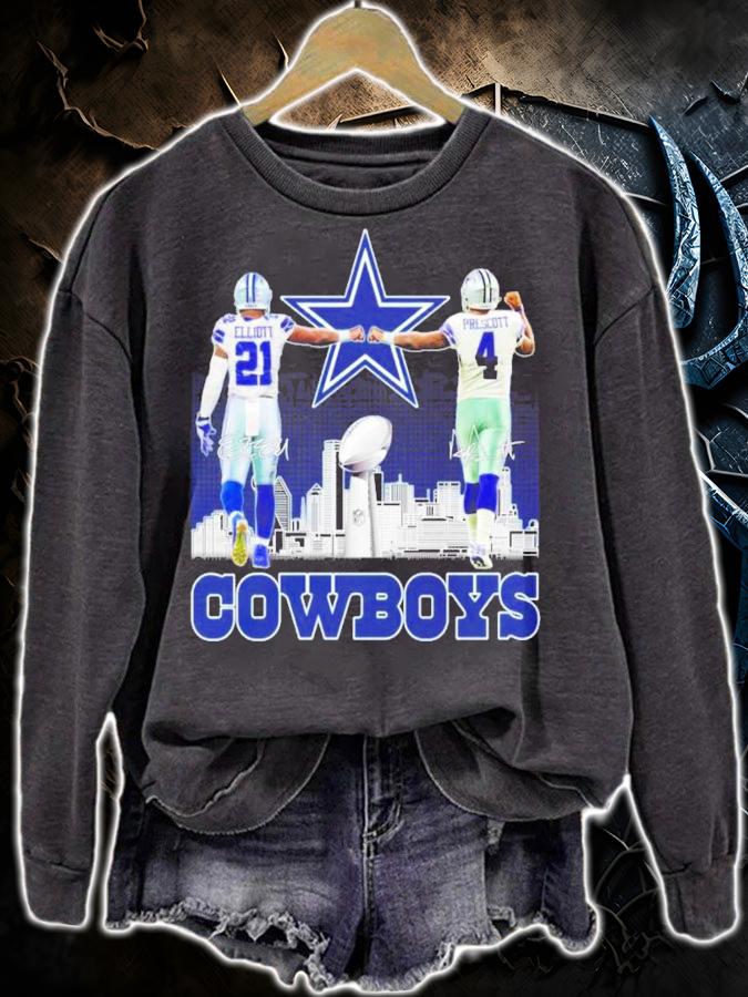 Dallas Cowboys Ezekiel Elliott and Dak Prescott signatures shirt