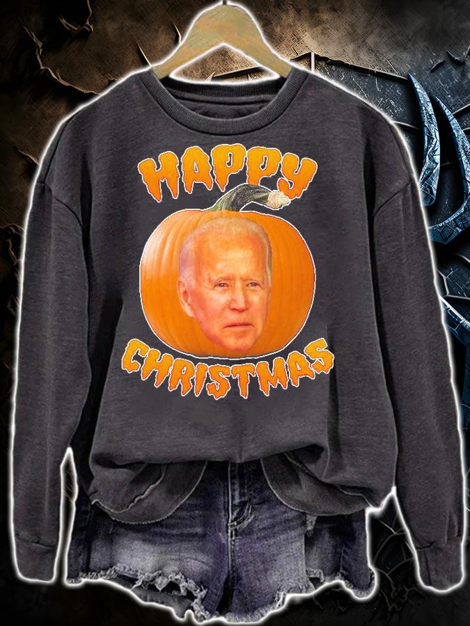 Happy Christmas Joe Biden Halloween Pumpkin T-shirt sweatshirt