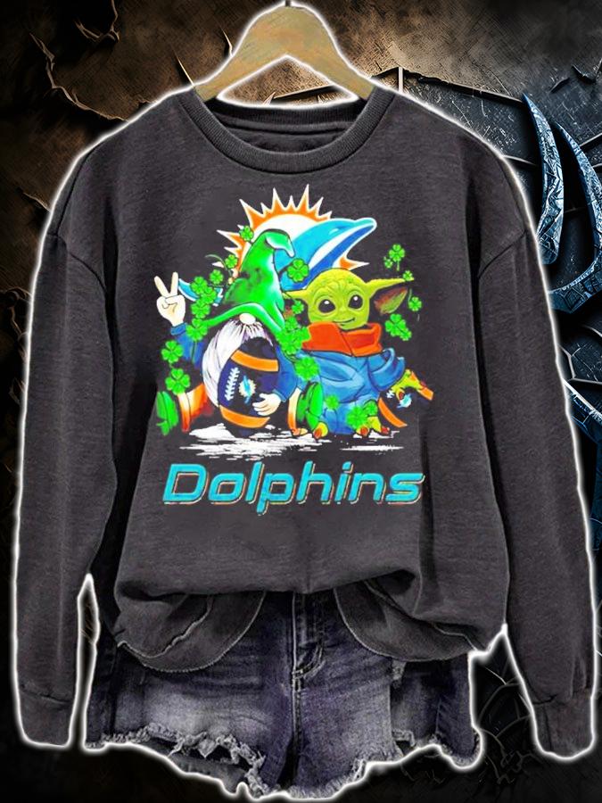 St.Patrick's day Gnome and Baby Yoda Miami Dolphins shirt sweatshirt