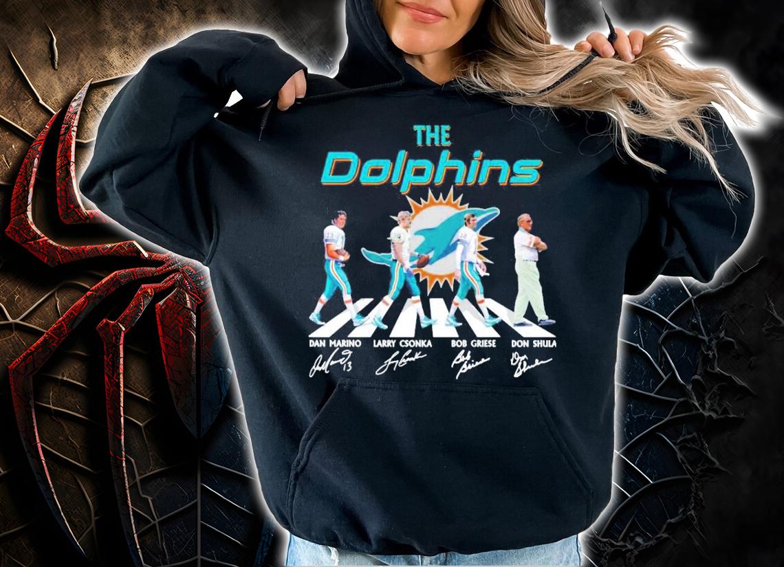The Dolphins Dan Marino Larry Csonka Bob Griese Don Shula Abbey Road signatures shirt hoodie