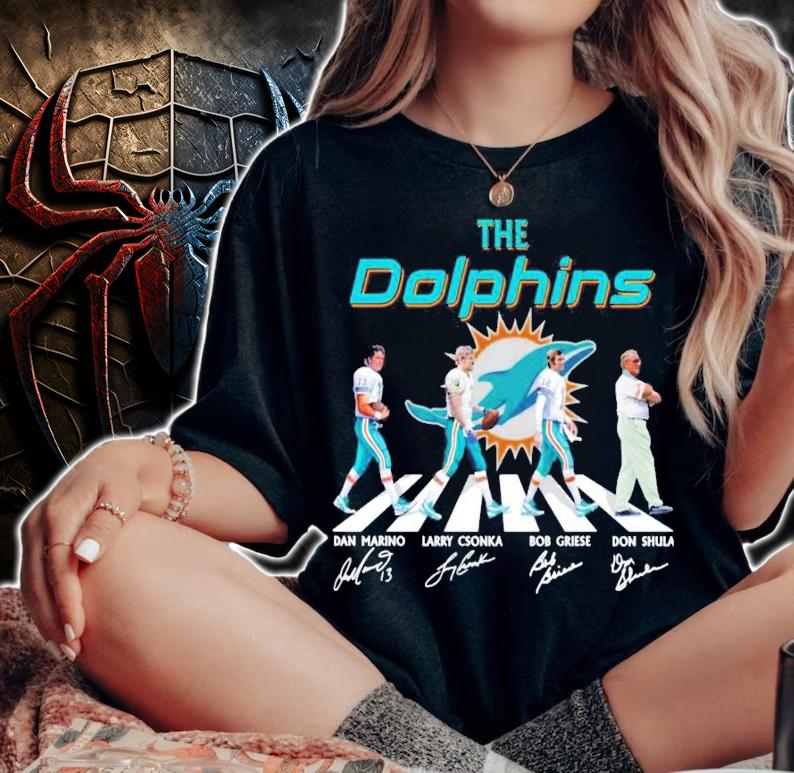The Dolphins Dan Marino Larry Csonka Bob Griese Don Shula Abbey Road signatures shirt woman shirt