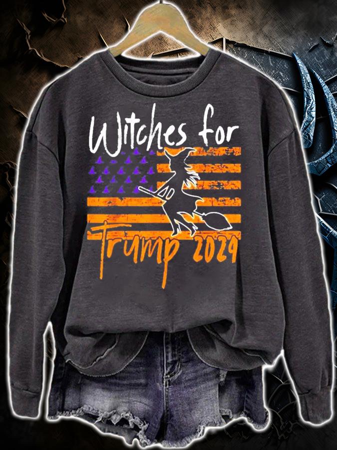 Witches For Trump 2024 Halloween American Flag shirt