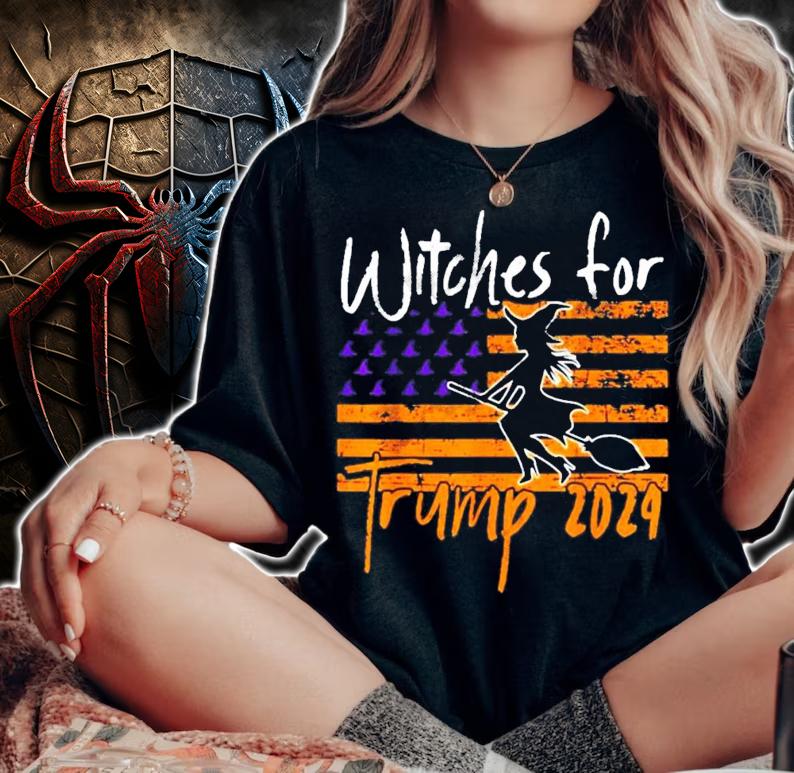 Witches For Trump 2024 Halloween American Flag shirt