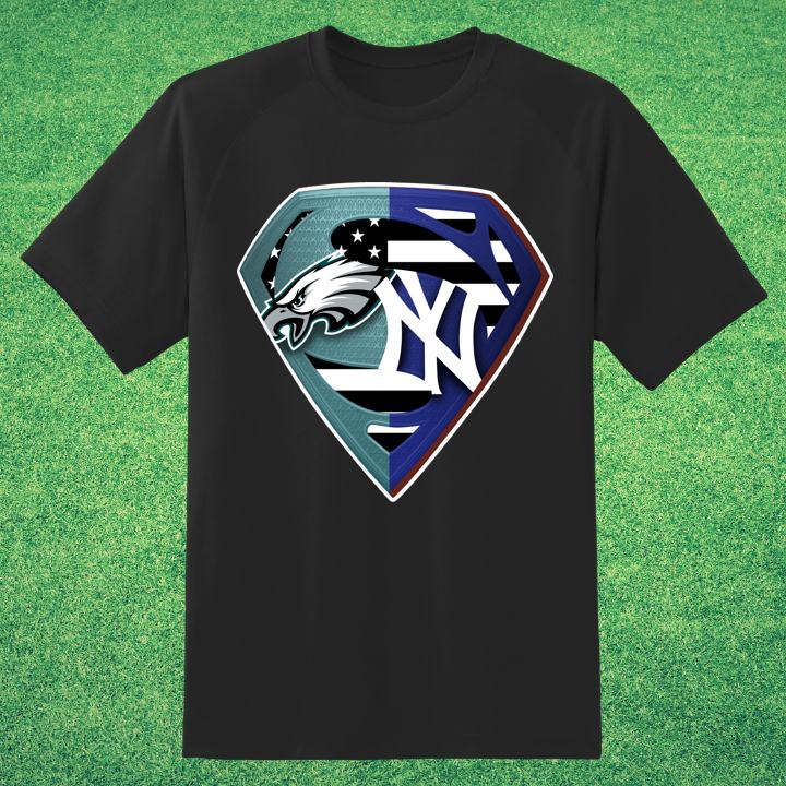 Official Philadelphia Eagles New York Yankees Superman American Flag Shirt