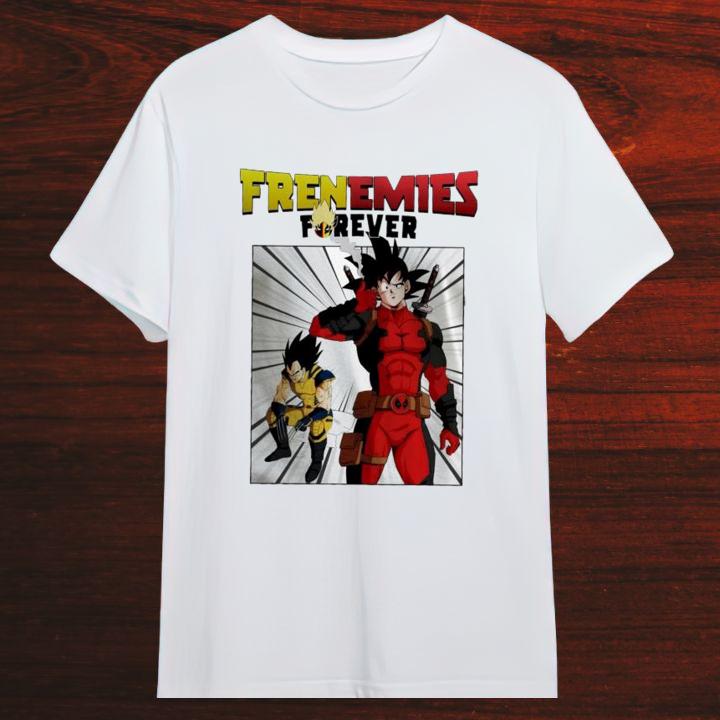 Personalized Frenemies Forever Dragon Ball Son Goku Vegeta Marvel Deadpool And Wolverine T-Shirt