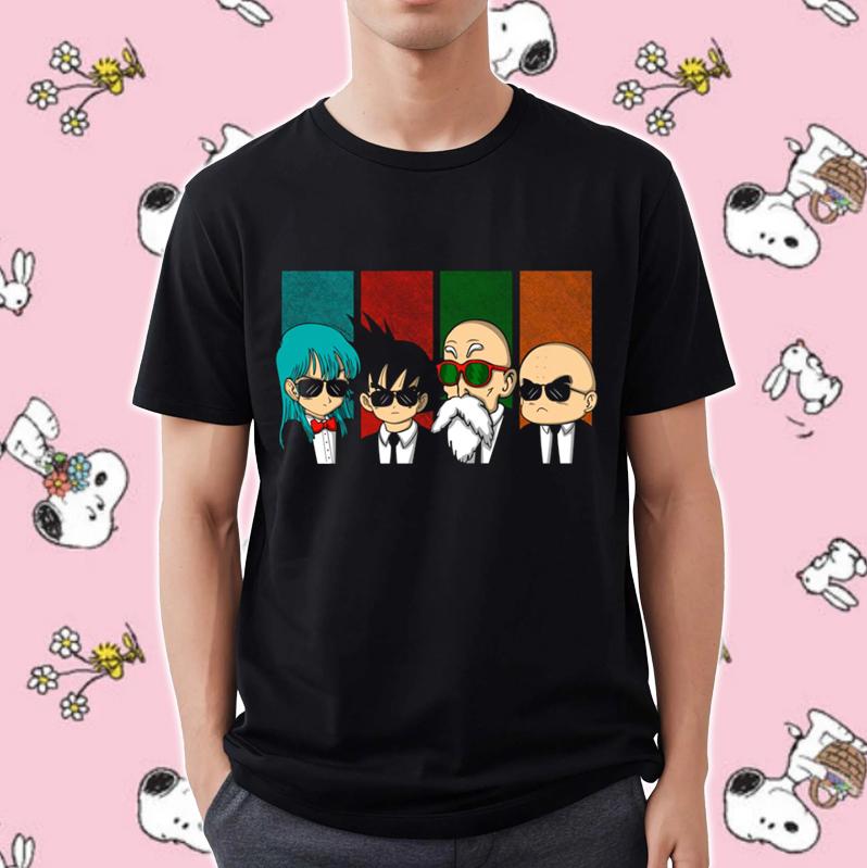 Bulma Goku Roshi Krillin Dragon Ball Z Characters Parody MIB T-Shirt