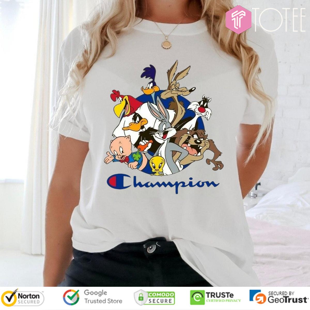 Looney Tunes Characters Parody Champion Logo T-Shirt