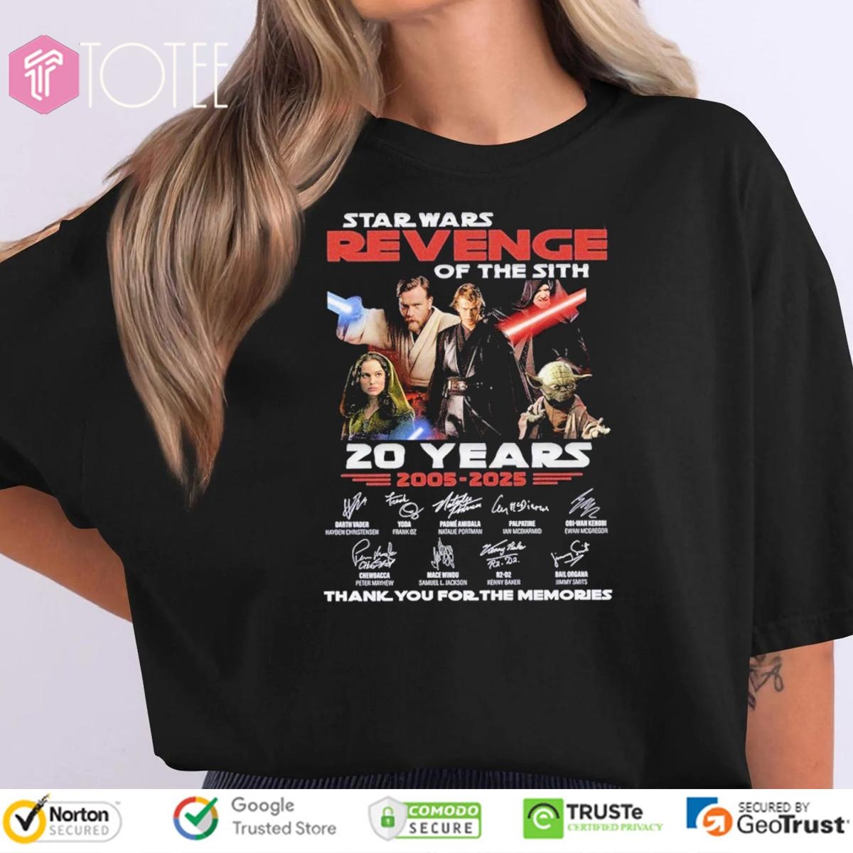 Star Wars Revenge Of The Sith 20 Years 2005-2025 Thank You For The Memories t-shirt