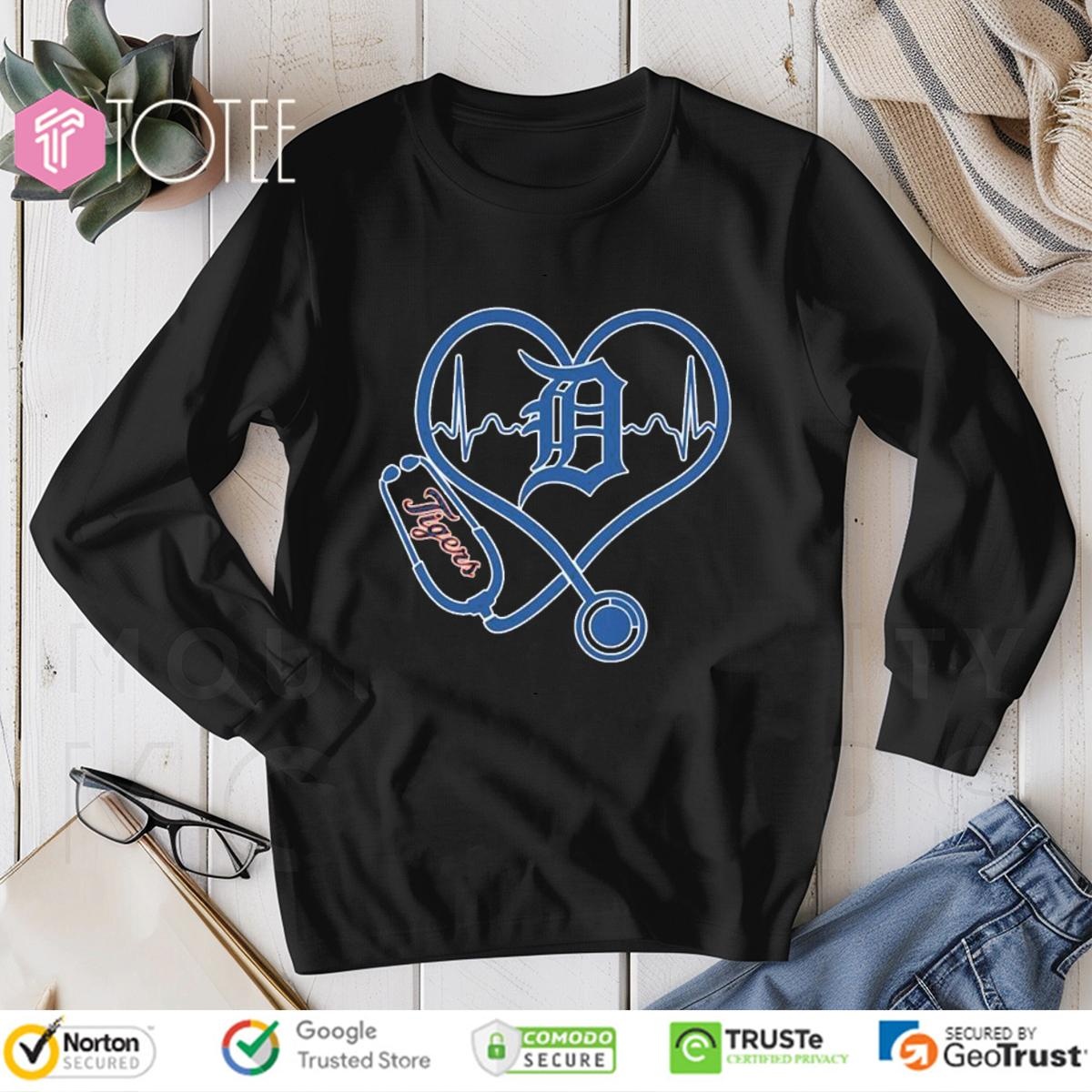 Stethoscope Detroit Tigers Heartbeat Nurse long sleeve