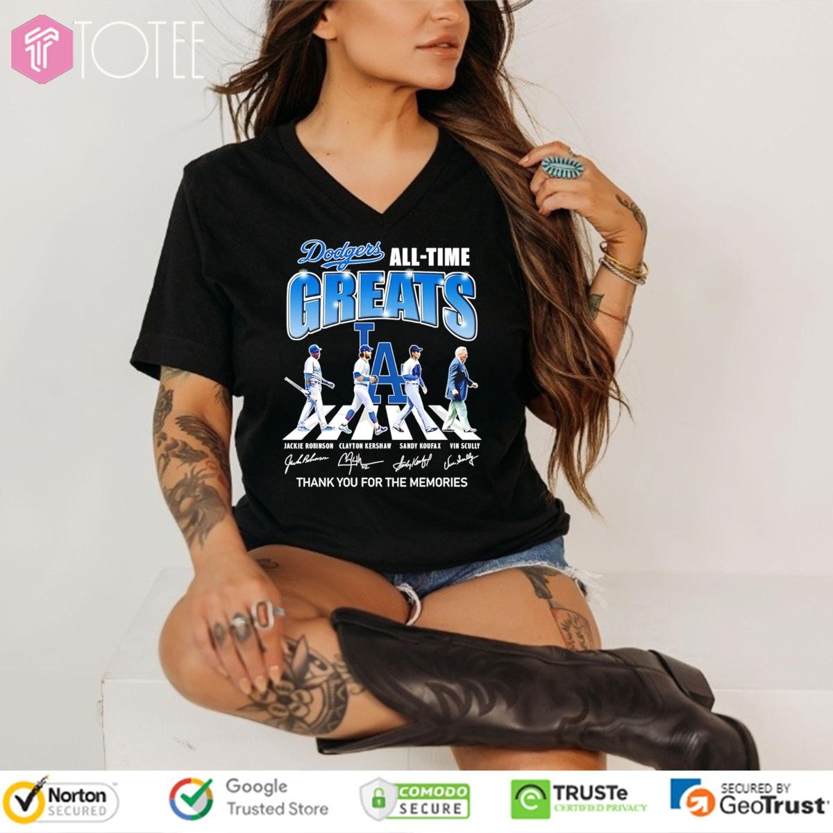 Los Angeles Dodgers Baseball All-Time Greats Abbey Road Signatures V-neck