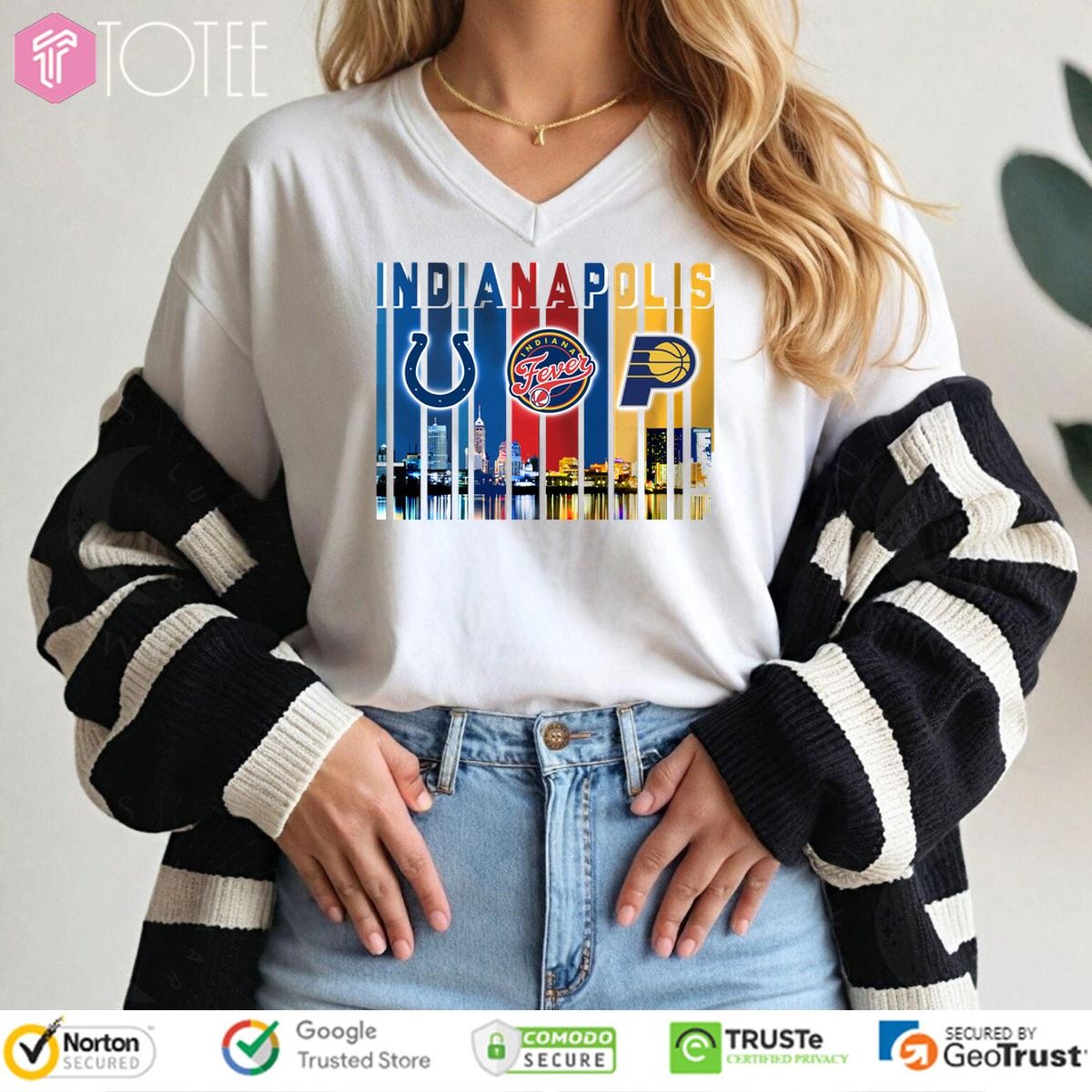 Indianapolis Sport Teams City Skyline Colts Fever Pacers V-neck