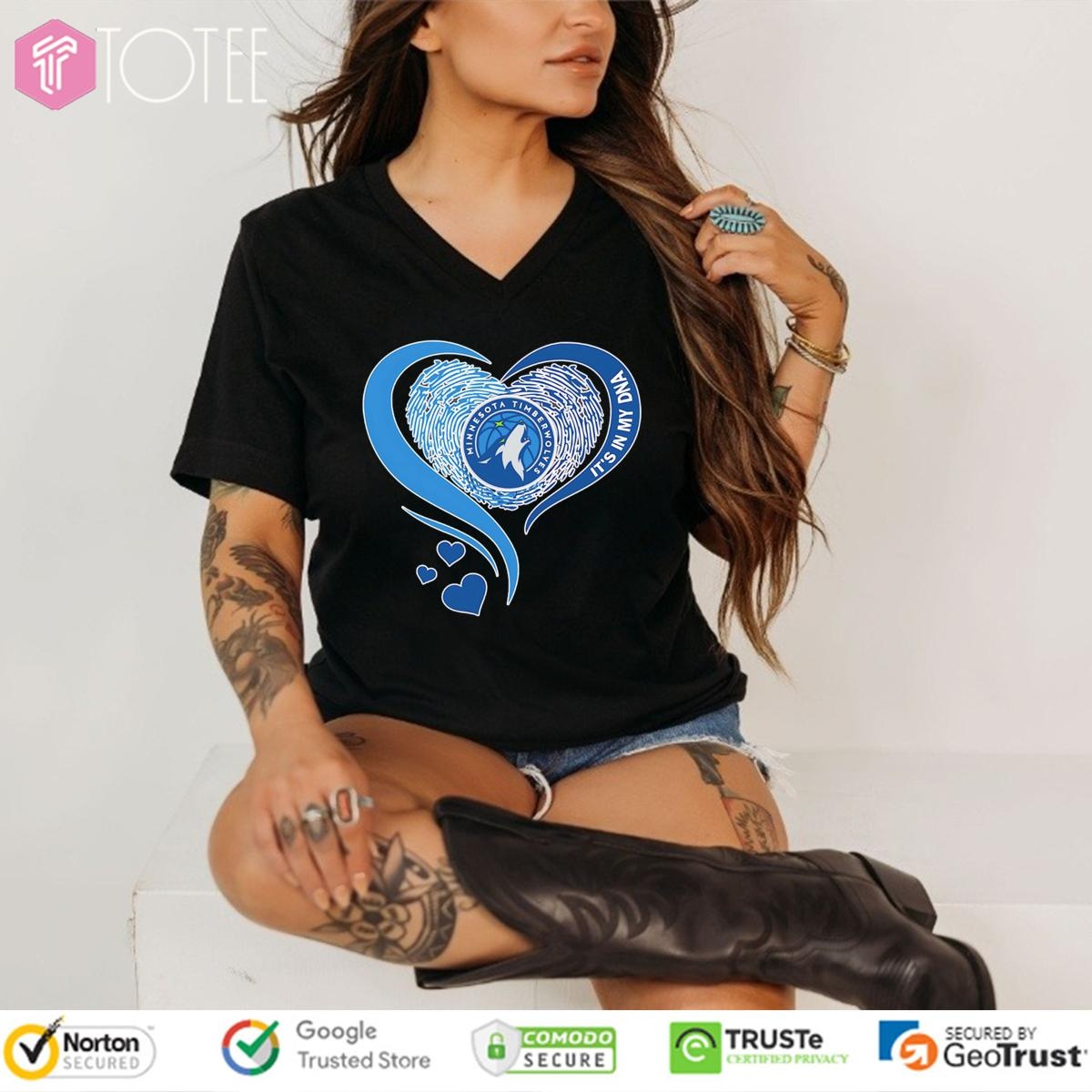 Its In My Dna Minnesota Timberwolves Nba Basketball Heart V-neck
