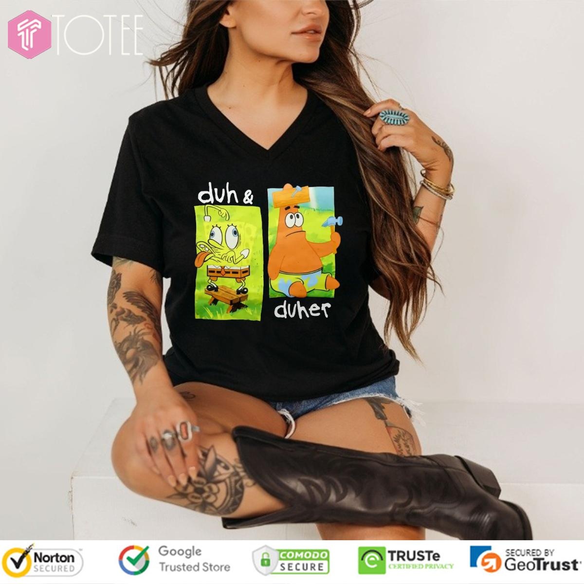 Duh And Duher Spongebob Squarepants Graphic V-neck