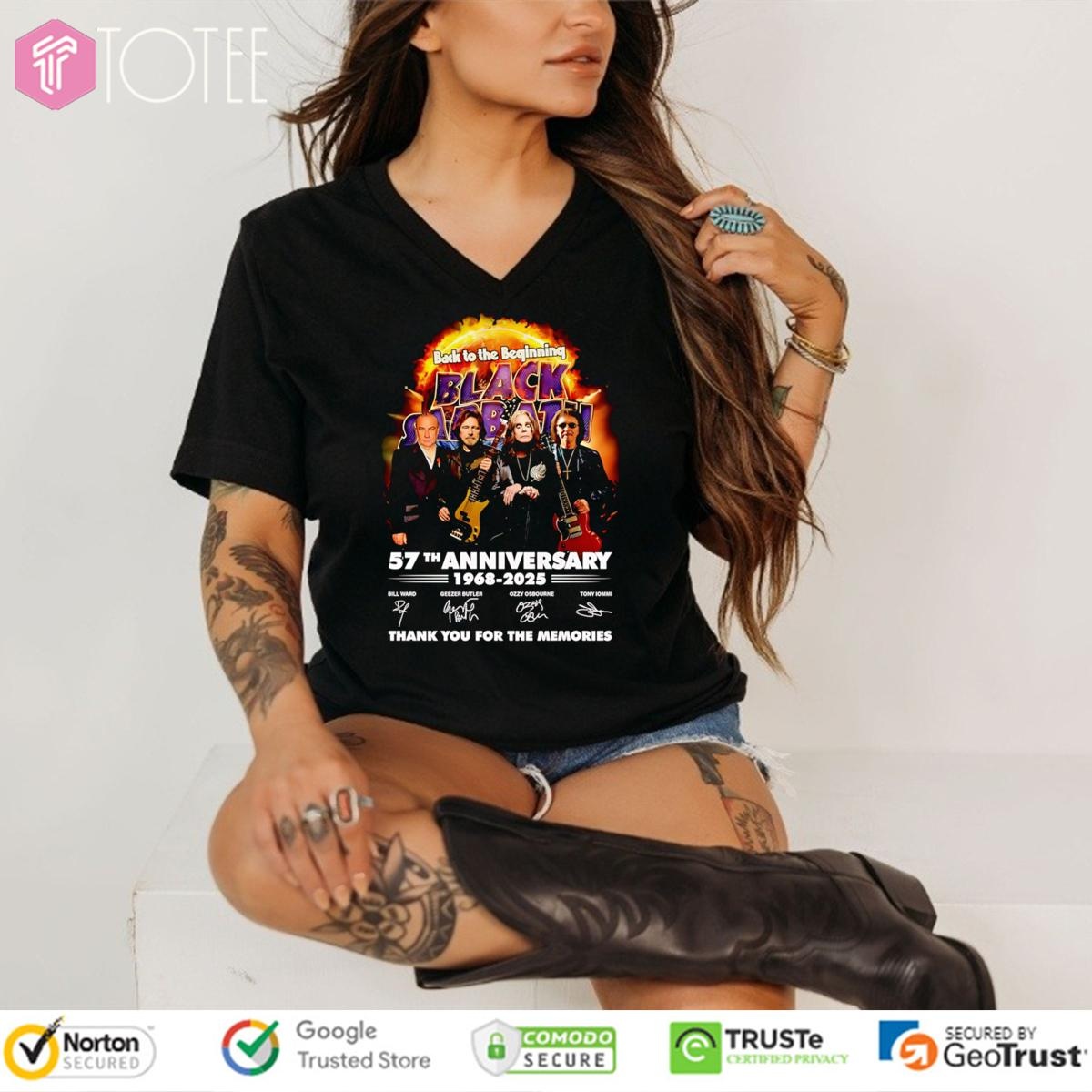 Back To The Beginning Black Sabbath 57Th Anniversary 1968-2025 Signatures V-neck