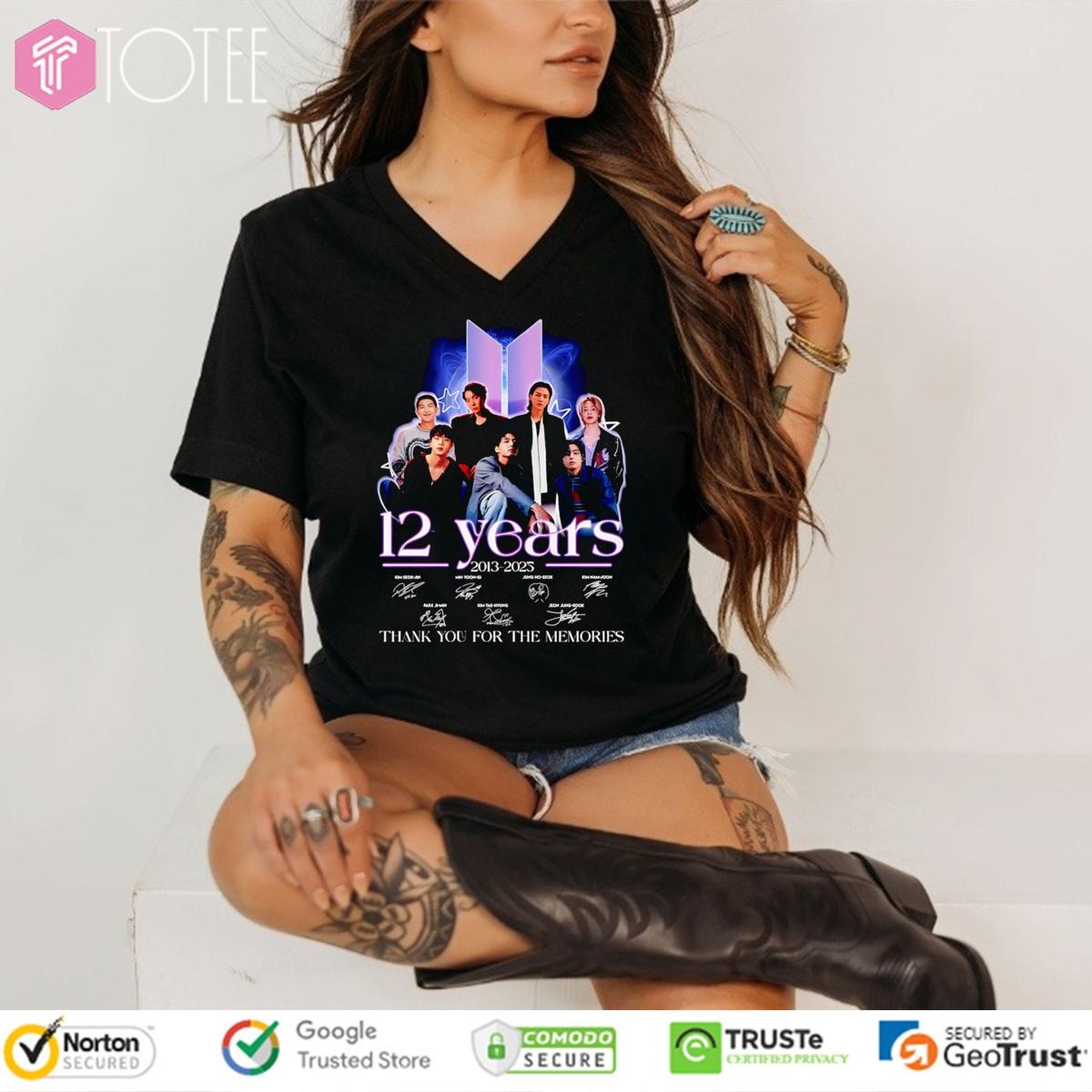 12 Years 2013 2025 Bts Signatures V-neck