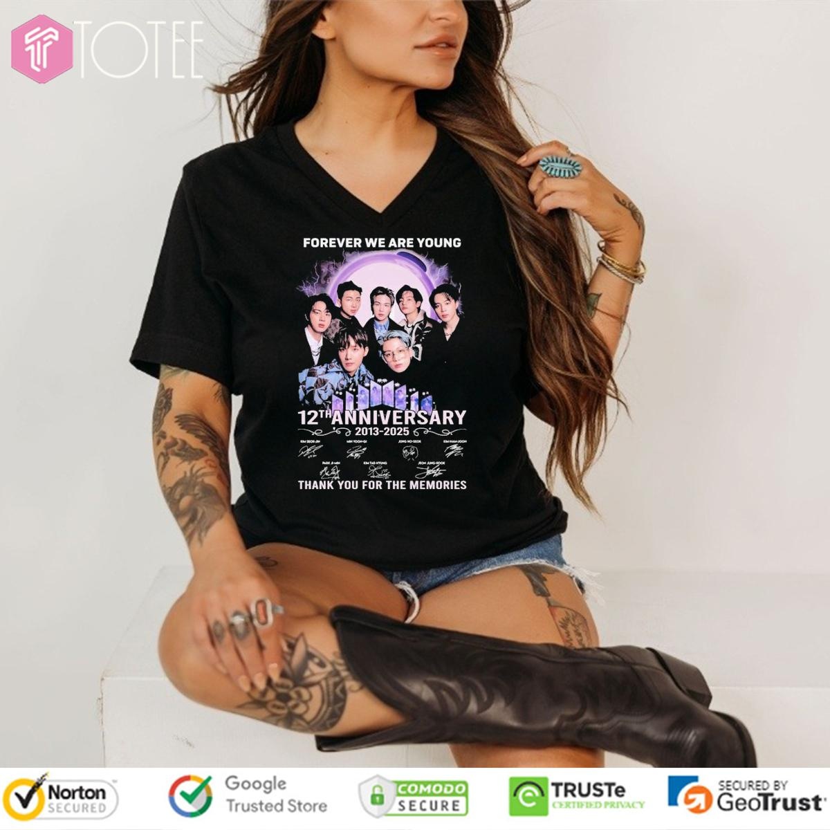 Bts Forever We Are Young 12Th Anniversary 2013-2025 Signatures V-neck