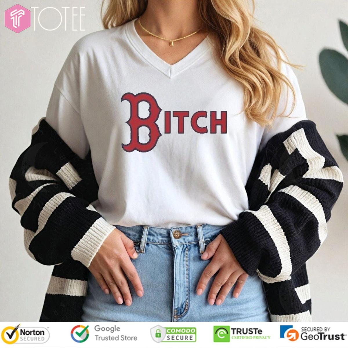 Bitch Boston Red Sox Baseball Logo V-neck