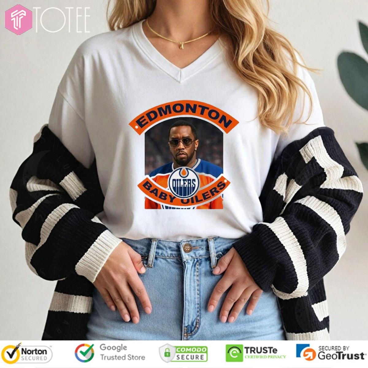 Edmonton Baby Oilers Parody Diddy Edmonton Oilers V-neck