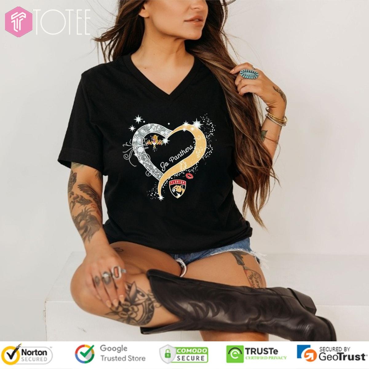 Florida Panthers Go Panthers Heart Shirt V-neck