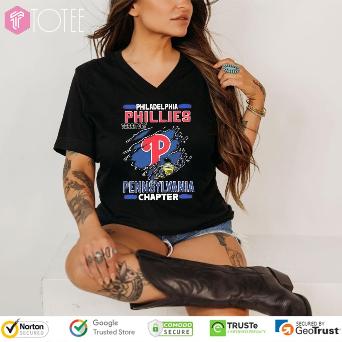 Philadelphia Phillies Baseball Territory Pennsylvania Chapter Torn Logo V-neck