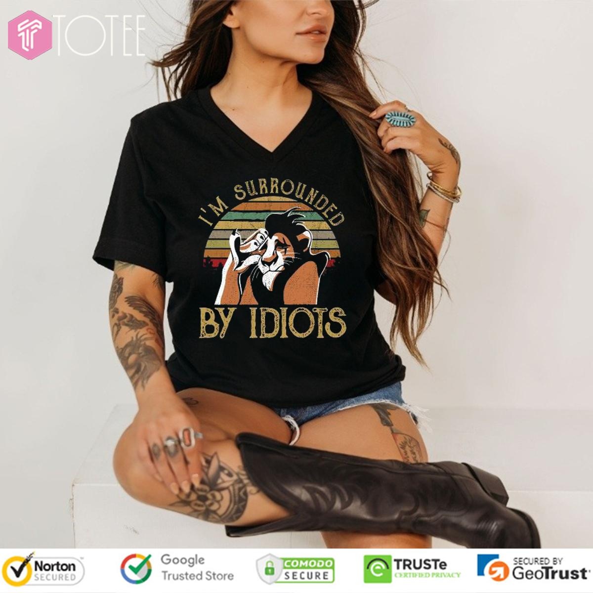 Scar The Lion King Im Surrounded By Idiots Vintage Sunset V-neck