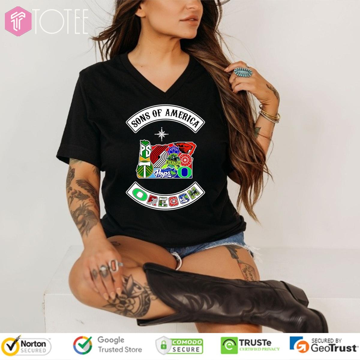 Sons Of America Oregon Sports Teams Parody Sons Of Anarchy Logo V-neck