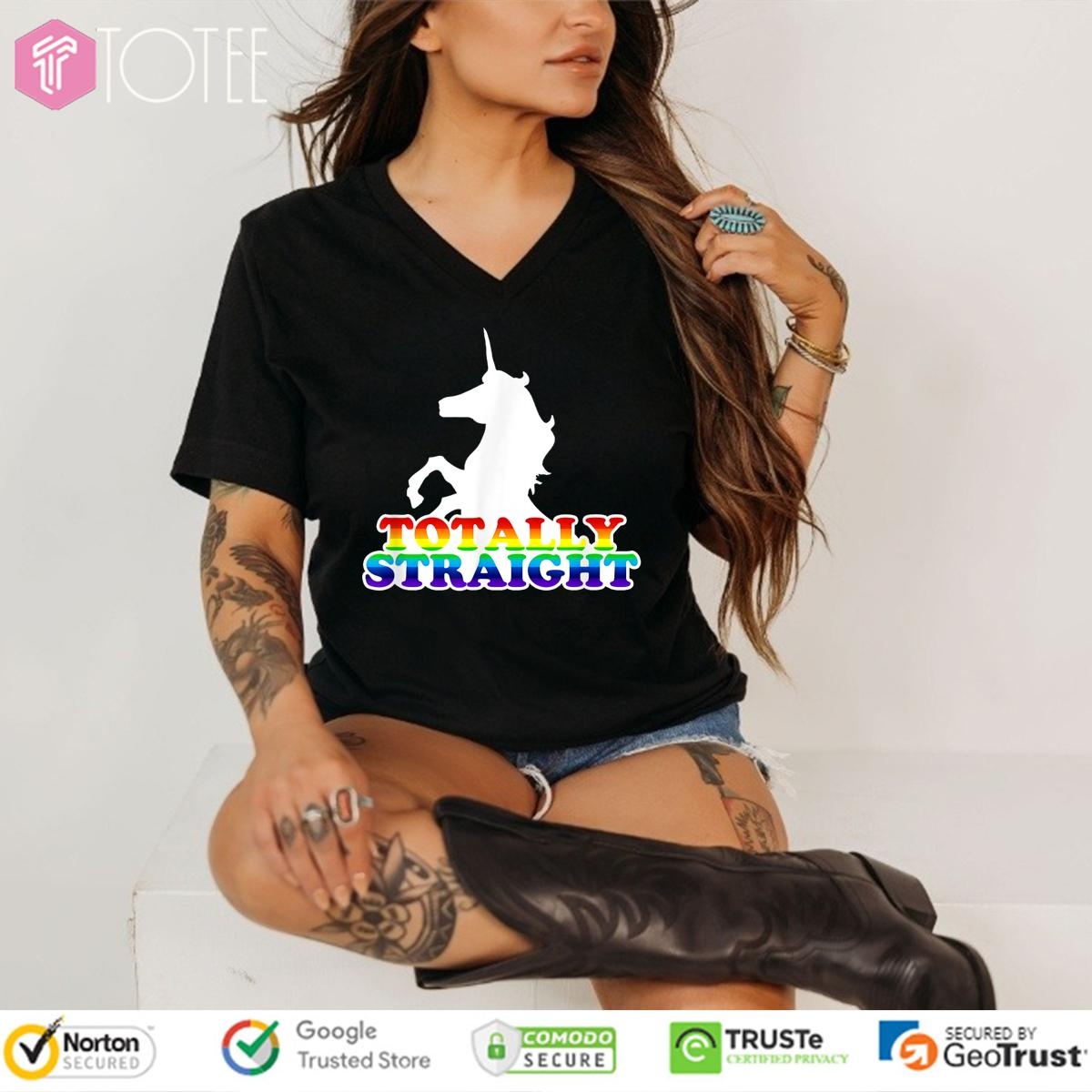 Unicorn Totally Straight Lgbt Pride V-neck