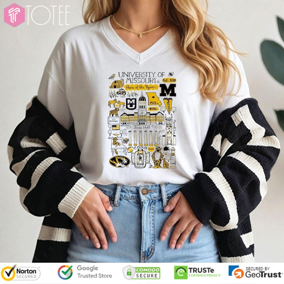 University Of Missouri Tigers Art Illustration V-neck