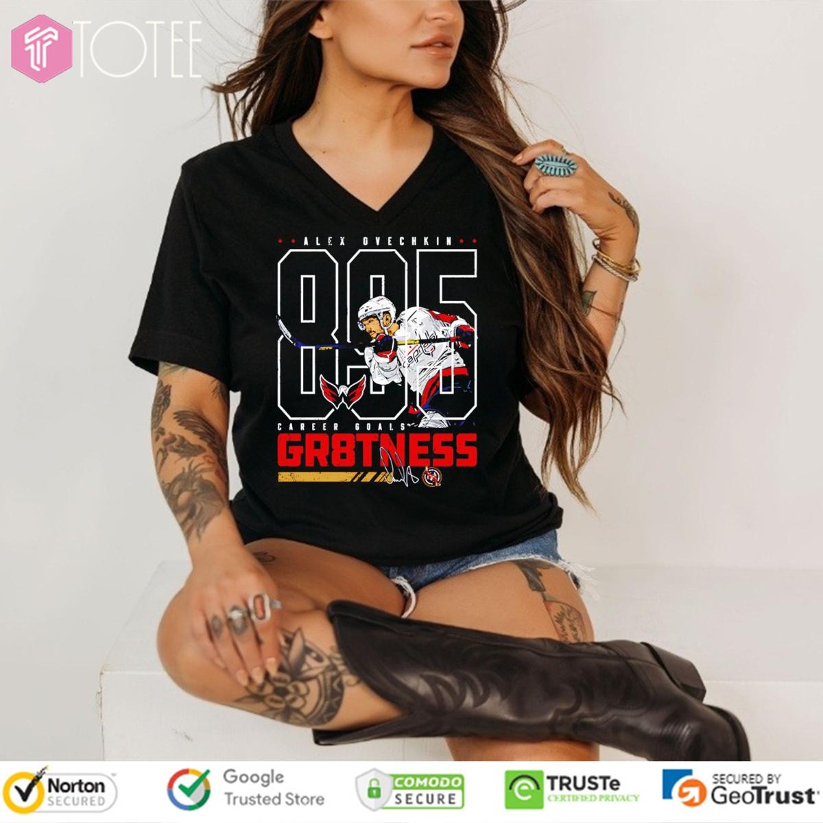 Alex Ovechkin 895 Career Goals Gr8Tness Washington Hockey Signature V-neck