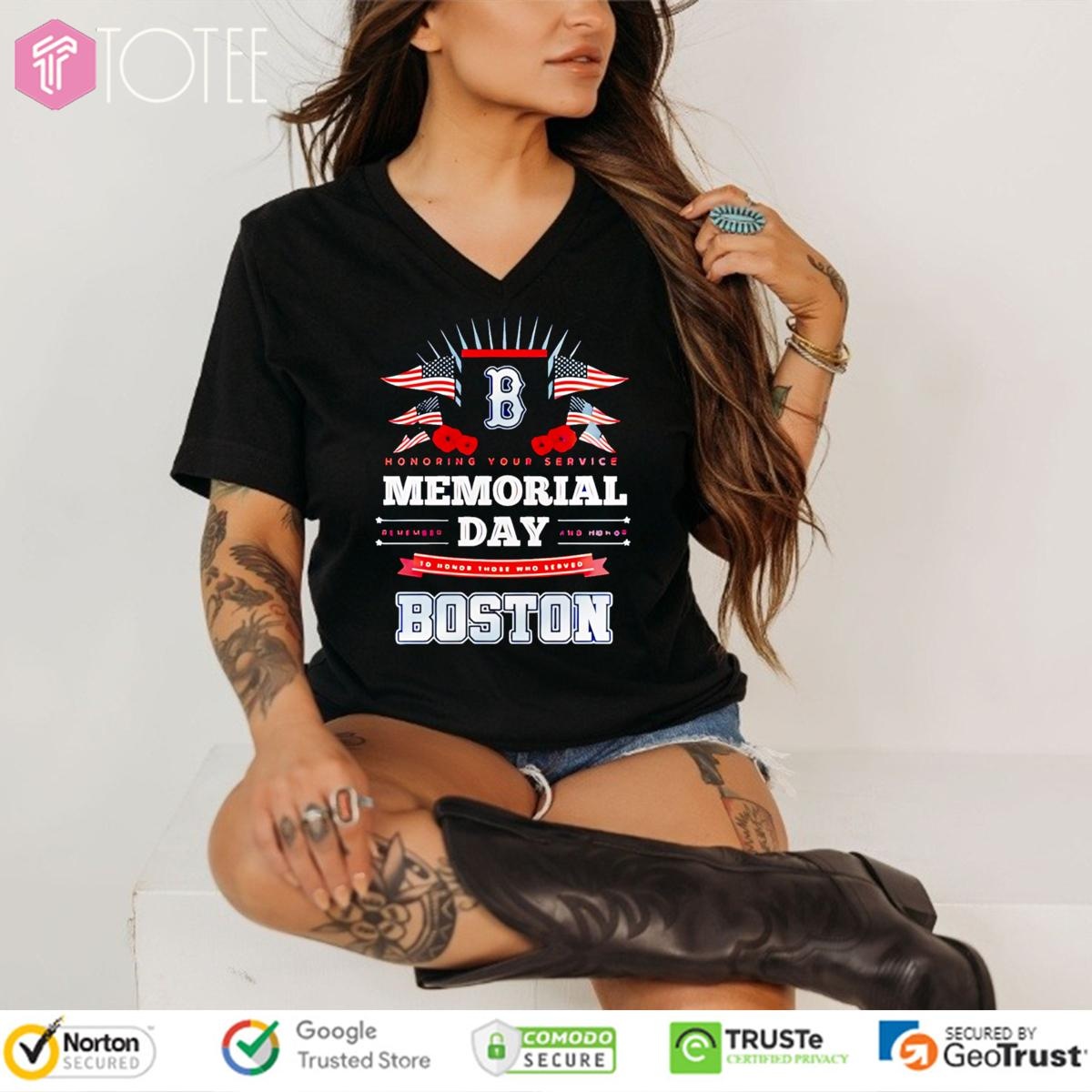 Honoring Your Service Memorial Day Boston Red Sox Baseball V-neck