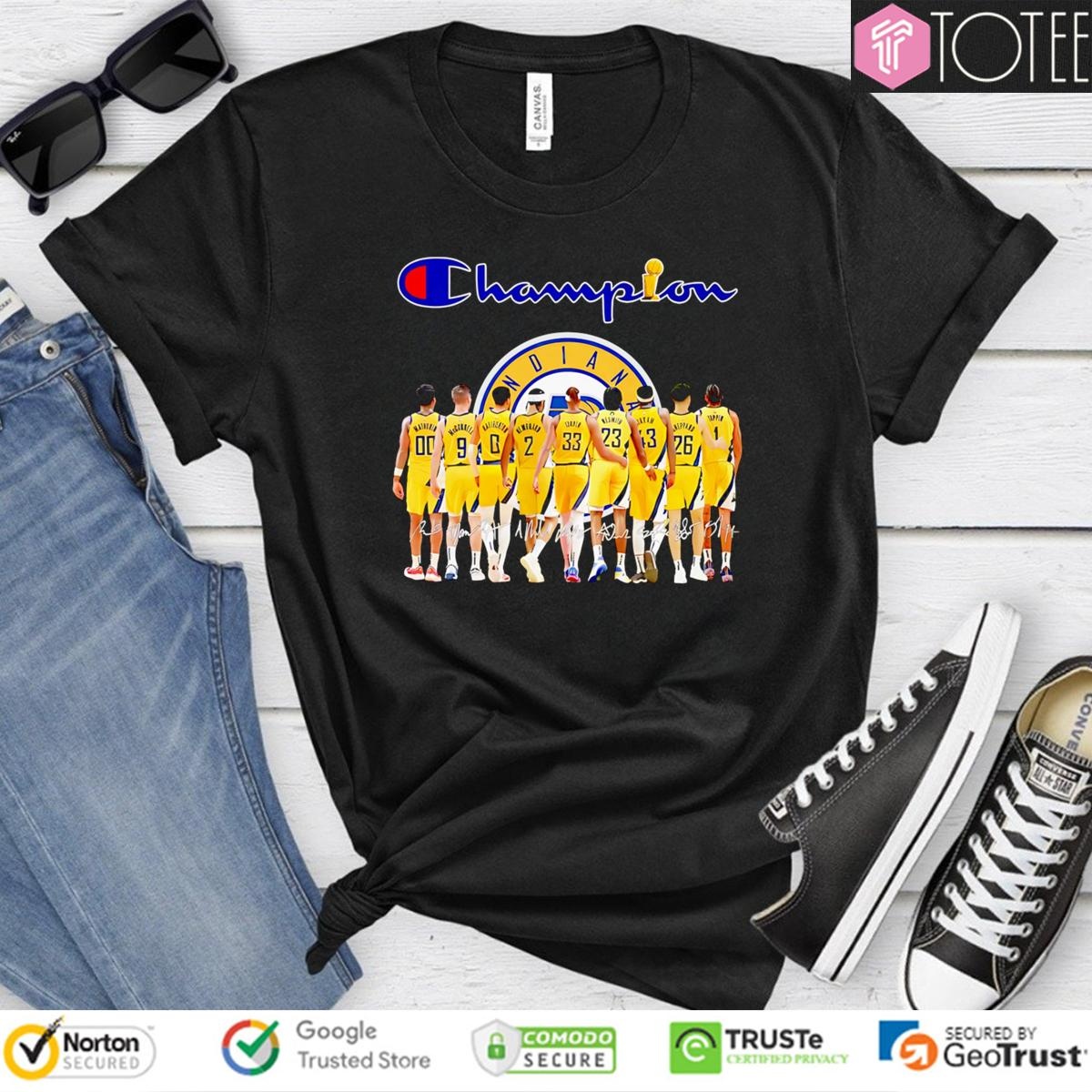 Logo Champion Indiana Pacers Nba Players Signatures T-shirt