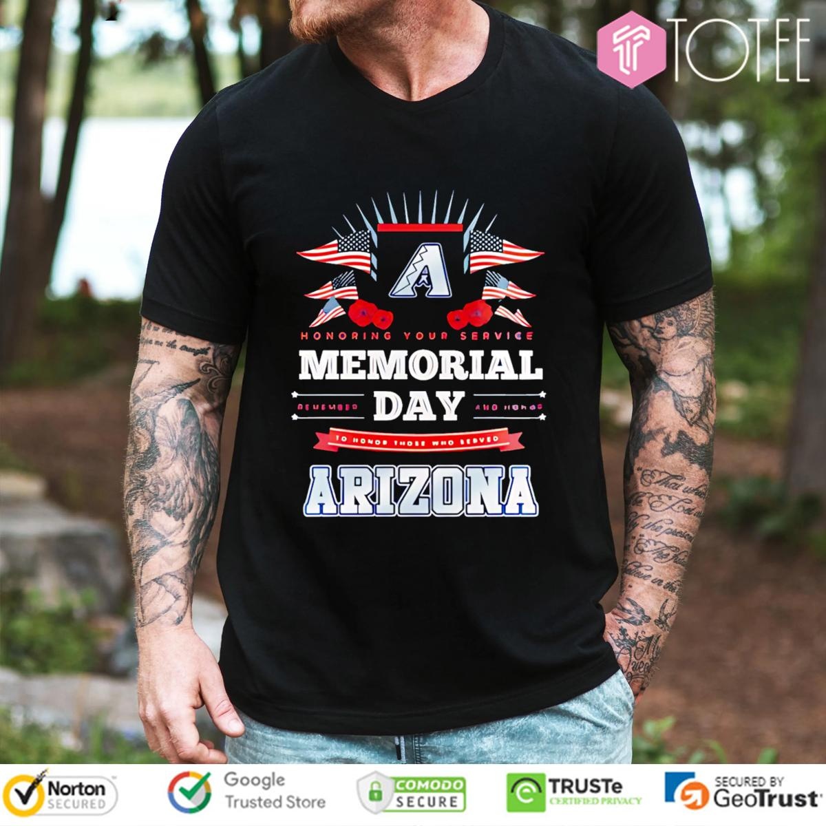 Honoring Your Service Memorial Day Arizona Diamondbacks Baseball T-shirt