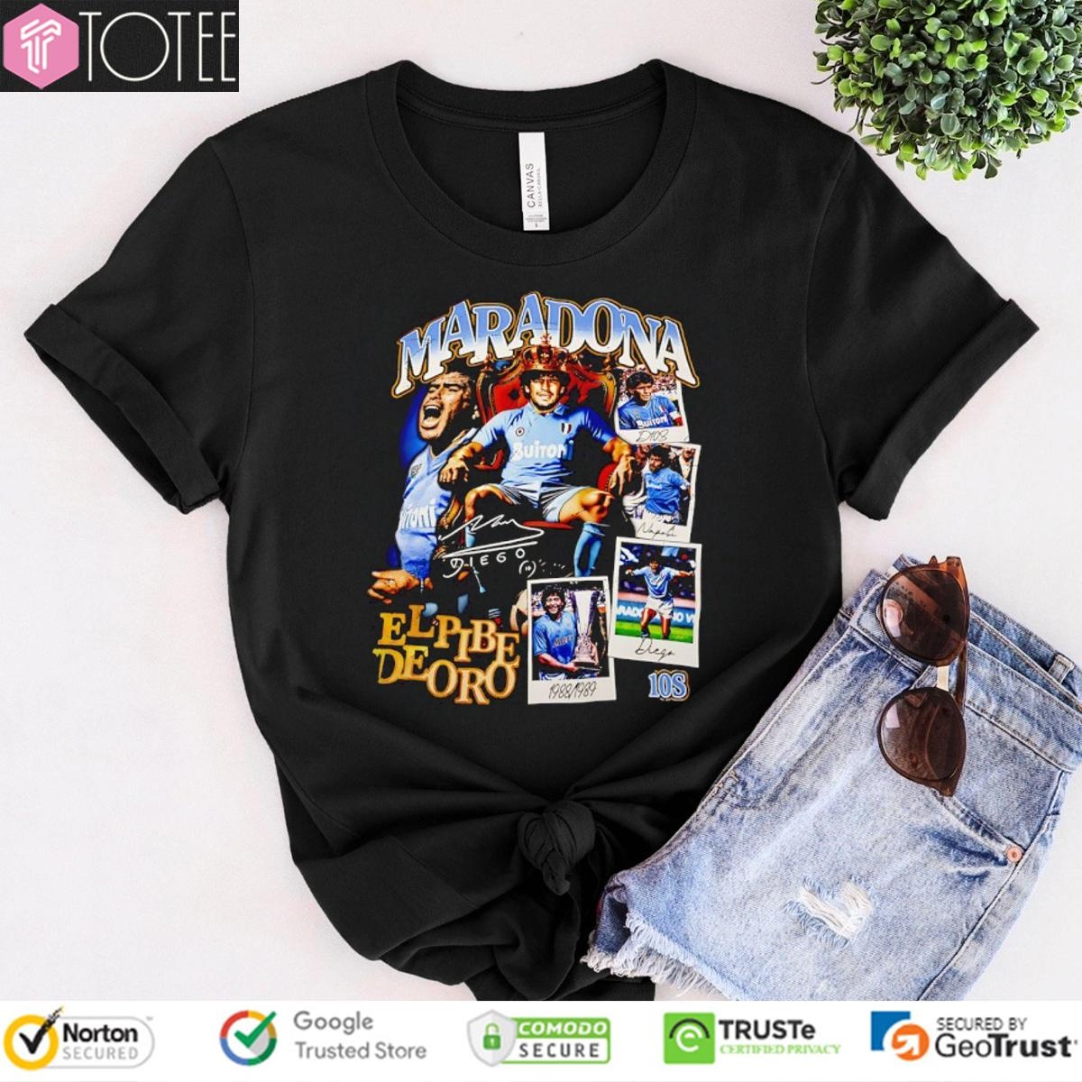 Maradona El Pibe De Oro Signature Vintage Bootleg T-shirt