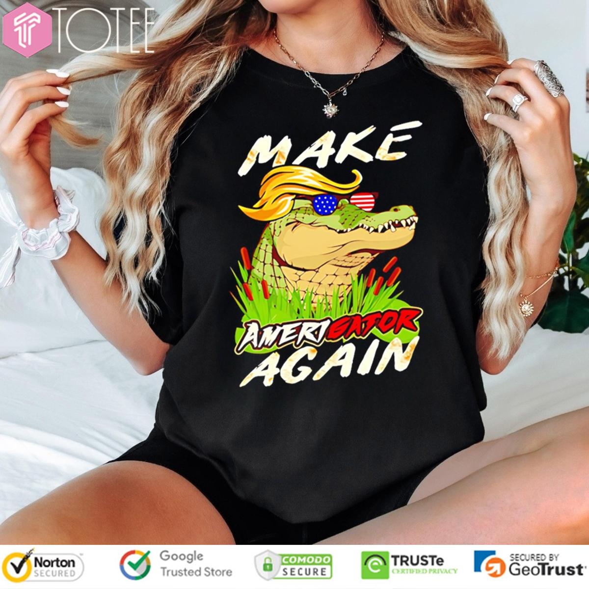 Make Amerigator Again Parody Alligator Trump Maga T-shirt