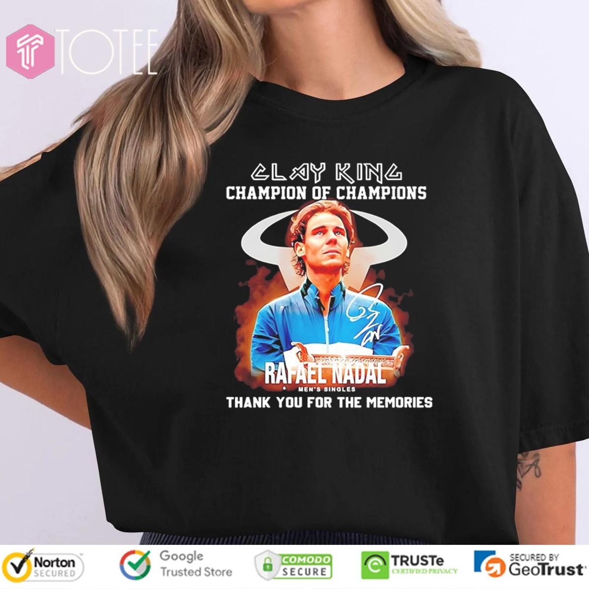Clay King Champion Of Champions Rafael N Adal Mens Singles Signature T-shirt