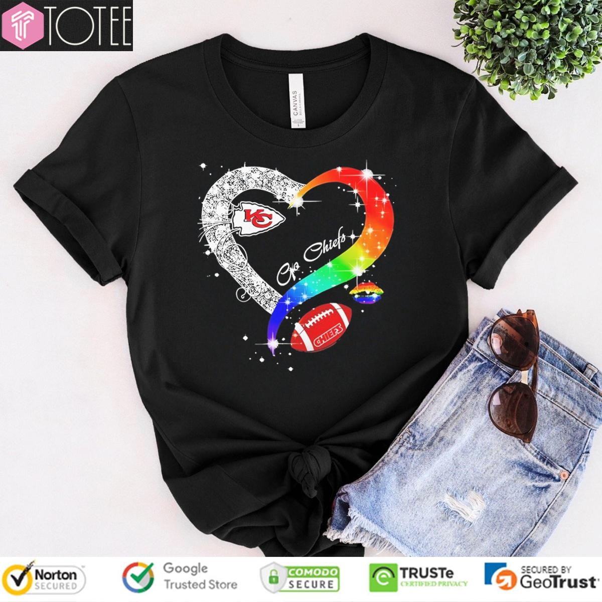 Go Kansas City Chiefs Diamond Heart Lgbt Pride T-shirt