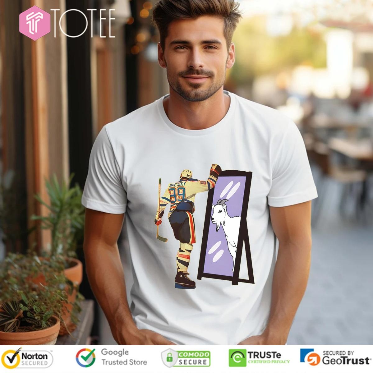 Wayne Gretzky Goat Mirror Edmonton Oilers T-shirt