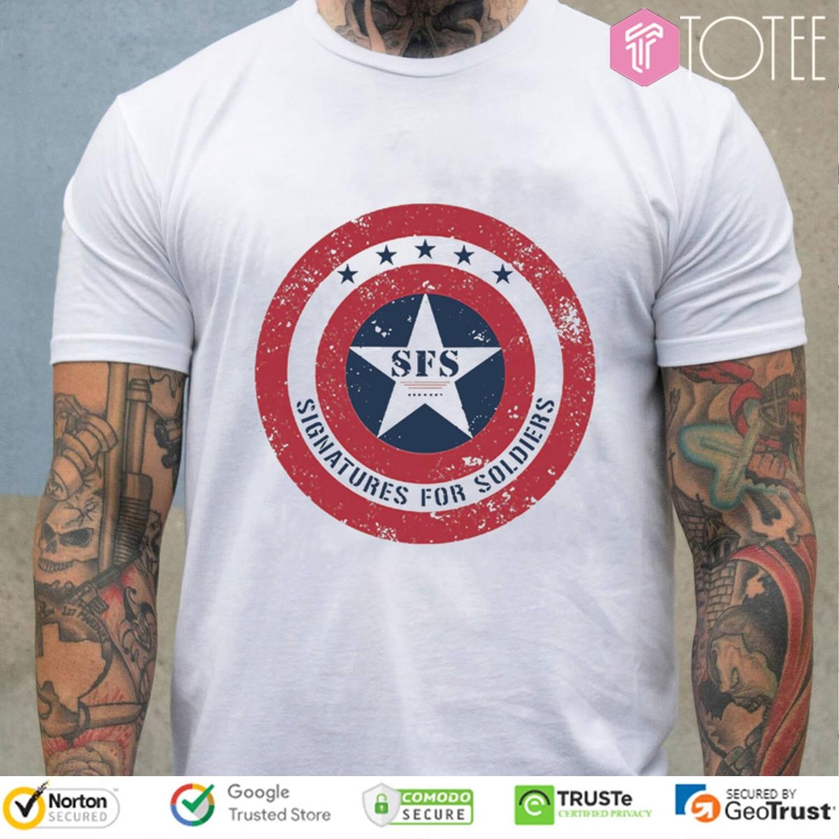 Captain Americas Shield Signatures For Soldiers T-shirt