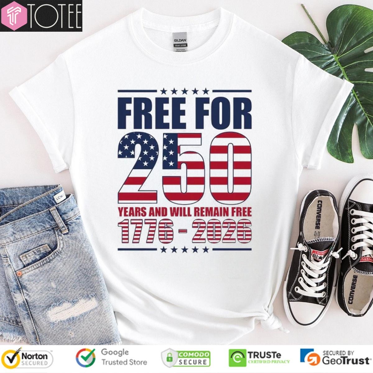 Free For 250 Years And Will Remain Free 1776-2026 Anniversary T-shirt